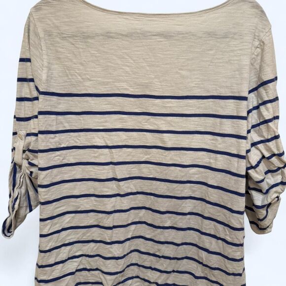 Women's Land's End White & Blue Striped 3/4 Sleeve Nautical Shirt - Picture 5 of 5